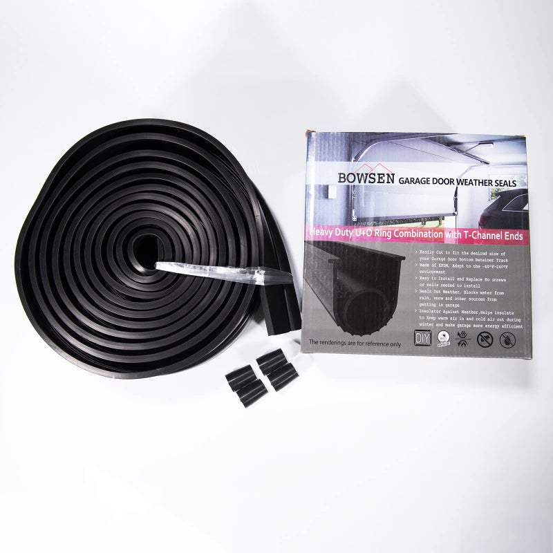 BOWSEN Garage Door Bottom Seals Weatherproof Weatherstrip Threshold Buffering Sealing 2 Doors EPDM Rubber Weather Resistance Gasket Black 5/16 Inch T-End, 20FT Long - Image 4